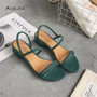 2019 new  Female sandals Low-heeled sandals open-toed suede rough with Ankle Strap Square heel sandals mujer s135-1