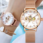 Relogio Feminino 2019 New Sport Series Skeleton Dress Mechanical Wristwatches Women Rose Gold Mesh Band Ladies Automatic Watches