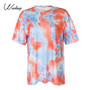 Weekeep Tie Dye Print Summer Two Piece Set Women Streetwear Fashion Suit Casual Outfits Loose Top and High Waist Shorts Set