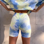 Weekeep Tie Dye Print Summer Two Piece Set Women Streetwear Fashion Suit Casual Outfits Loose Top and High Waist Shorts Set