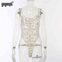 Gagaopt Embroidery Lace Body Women Sexy Fitness Bodysuit Sleeveless Bodycon Rompers See Through Overalls 2020 New Wholesale