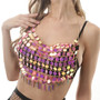 Sexy metal Chest chain Crop Tops Women Summer Beach Halter Colorful Sequins Sparkling Nightclub queen Party cropped Tank top bra