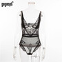 Gagaopt 8 Colors Lace Bodysuit Women Floral Embroidery White/Black Sexy Bodysuit Backless Mesh Bodysuit Jumpsuit Overalls