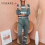 Yissang 2020 Spring Tie-dye Stripe Two Piece Women Sets O-neck Corp Top And Long Pant Suit Casual Outfit 2 Piece Set Lounge Wear