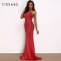 Yissang Party Sexy Sequin Dress Women Sleeveless Strap V Neck Maxi Long Dress Cross Backless Bodycon Dresses Club Wear 2020