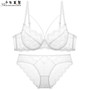 Sexy bra set with green thin belt slim underwear transparent thin lace large size small bra