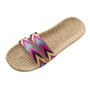 Women Summer Flax Slippers Flats Colored Cross Belt Casual Home Slippers Flip Flops Female Indoor Shoes Woman Sandals#3