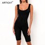 Articat Ribbed Knitted Skinny Jumpsuit Women Sleeveless Bodycon Rompers Women Jumpsuit Casual Summer Bodysuits Fitness Playsuit