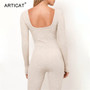 Articat Ribbed Knitted Skinny Jumpsuit Women Sleeveless Bodycon Rompers Women Jumpsuit Casual Summer Bodysuits Fitness Playsuit