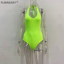 RLMABABY Summer Backless Sexy Bodysuit Halter Bodycon Rompers Womens Jumpsuit Casual Swimwear Bodysuit Top Club Bandage Bodysuit