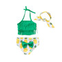 Children 3PC Swimwear Girls' Bikini Set 2020 Halterneck Swimsuit with Ruffles Flowers Swimsuit With Headband Cute Bikini