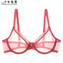 Europe and the United States full transparent mesh sexy underwear thin lace edge perspective bra cover large chest show small