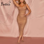 Feditch Mesh Summer Dress Women Zipper Sleeveless Spaghetti Strap Double Layer Lace Sexy Long Dress Elegant Party Dress Vestido