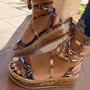 Sarairis Wedges heels Fashion 2020 Big Size 43 Wholesale Shoelaces Snake Printed Summer INS Hot Shoes Women Sandals