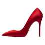 Quality Silk Satin Women Sexy Pumps Red Bottom Shoes Wedding Party Dress Pointed Toe Shallow High Heels Thin Heels Stilettos