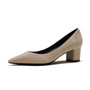 Women's Suede Leather Med Heels New High Quality Shoes Classic Black Pumps Shoes For Office Ladies Shoes Big Size E0112