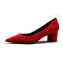 Women's Suede Leather Med Heels New High Quality Shoes Classic Black Pumps Shoes For Office Ladies Shoes Big Size E0112