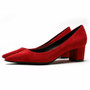 Pointed Toe Big Size 34-43 Squar Heels Sexy Red Women's Pumps Elegant Office Lady High Heeled Spring Party Woman Shoes C0062