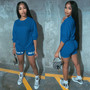 2020 New Summer Letter Print Casual Women's Two Piece Outfits Set  Tracksuit  Shirt Sexy Top +Biker Shorts Jogger 2 piece Active