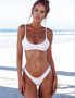 Vigorashely 2019 White Sexy Bikini Set Women Swimsuit Solid Beachwear Push Up Swimwear Brazilian Bikini Set Thong Bathing Suit