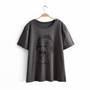 Tangada women oversized character print gray cotton T shirt short sleeve 2020 summer tees ladies casual top 2R05