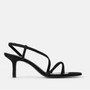 GENSHUO White High Heels Sandals For Summer Narrow Band High Heel Vintage Square Toe Heel Sandals Concise Ladies Shes For Party