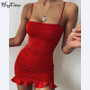 Hugcitar 2020 ruffles patchwork sleeveless sexy mini dress summer women fashion streetwear outfits sundress