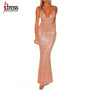 IDress Women Sexy V Neck Spaghetti Strap Formal Maxi Dress Female Elegant Wedding Bridesmaid Backless Sequin Long Party Dresses