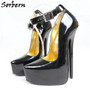 Sorbern Genuine Leather Matt Ankle Strap Women Pumps 20Cm Extreme High Heels Steel Thin Heel Shoes Ladies Platform Heels Plus