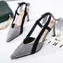 2020 Summer New Women Shoes Pointed Houndstooth Fashion High Heels Sandals with Bows and Thin Women Sandals Sexy High Heels