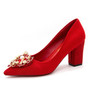 Women Pumps Red High Heel Wedding Shoes Elegant Pointed Toe Heart Rhinestone Ladies Pumps Women Dress Party Shoes