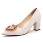 Women Pumps Red High Heel Wedding Shoes Elegant Pointed Toe Heart Rhinestone Ladies Pumps Women Dress Party Shoes