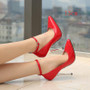 Sexy Women'S High Heels Summer Wear Bright Surface Colour Buckle Solid Heel Good Material Pointed Toe Women'S High Heels