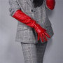 Extra Long Leather Gloves Female 70cm Over Elbow Emulation Leather Faux Sheepskin PU Unlined Woman Gloves Fashion Red WPU54