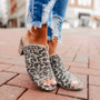 Peep Toe Sandals Leopard Wedges Shoes For Women Heels Sandalias Mujer Summer Clog Womens Zapatos De Hombre Women Shoes