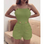 2019 Fashion Women's Sleeveless Chain Belt Stylish Jumpsuit Shorts Trouser Ladies Holiday Casual Playsuits Streetwear