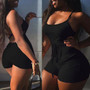 Sexy Women Backless Casual Playsuits Sleeveless Bodycon Rompers Strap Lace Up Jumpsuit Clubwear Square Collar Bodysuit Plus Size