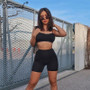 Simenual Ruched Workout Active Wear Matching Set Women Strap Casual Sporty 2 Piece Outfits Summer Camis And Biker Shorts Sets