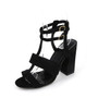 Spring Women Pumps Black Suede Fabric Cross Strap Platform High Thick Heel Hollow Sandals Ladies Shoes Wedding Lace Up Open Toe