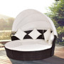 Giantex Outdoor Patio Canopy Cushioned Daybed Round Retractable Sofa Bed Modern Rattan Furniture Set HW54808+