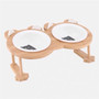 Ceramics Puppy Cat Dog Pet Single And Double Food Bowl For Eating And Drinking With Wooden Frame Pets Supplies Feeding Dish