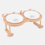 Ceramics Puppy Cat Dog Pet Single And Double Food Bowl For Eating And Drinking With Wooden Frame Pets Supplies Feeding Dish