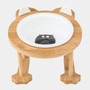 Ceramics Puppy Cat Dog Pet Single And Double Food Bowl For Eating And Drinking With Wooden Frame Pets Supplies Feeding Dish