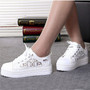 Women shoes 2020 fashion cutouts lace canvas hollow breathable platform flat shoes woman sneakers summer casual white shoes