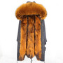 2019 Real Fur Coat Winter Jacket Women Long Parka Waterproof Big Natural Raccoon Fur Collar Hood Thick Warm Real Fox Fur Liner