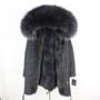 2019 Real Fur Coat Winter Jacket Women Long Parka Waterproof Big Natural Raccoon Fur Collar Hood Thick Warm Real Fox Fur Liner