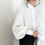 Fashion women blouse shirt lantern long sleeve women shirts solid stand collar office blouse womens tops and blouses 2516 50