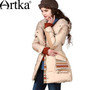 ARTKA 2018 Winter Down Jacket For Women 90% White Duck Down Coat With Hood Vintage Windbreaker Parka Women Belt Jacket ZK13647D