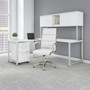 Bush Business Furniture 400 Series 72W x 30D L Shaped Desk with Hutch, Mobile File Cabinet and High Back Office Chair in White