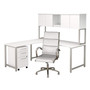 Bush Business Furniture 400 Series 72W x 30D L Shaped Desk with Hutch, Mobile File Cabinet and High Back Office Chair in White